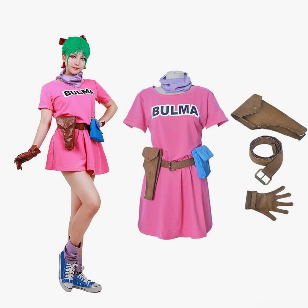 Dragon Ball Bulma Costume Dress for Women -medium -blue wig included